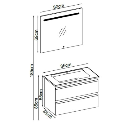 Badella Woodline Banyo Dolap Takımı WOODLINE 5585 V31 85cm Beyaz - 2