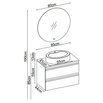 Badella Woodline Banyo Dolap Takımı WOODLINE 5585 V32 85cm Antrasit - 2