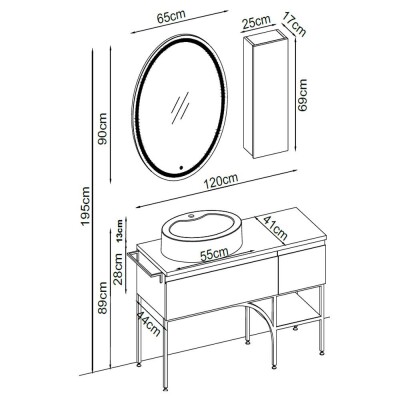 Badella Zenon Banyo Dolap Takımı ZENON 28120 V31 120cm - 2