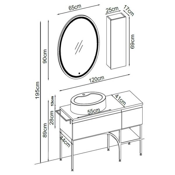 Badella Zenon Banyo Dolap Takımı ZENON 28120 V31 120cm - 2