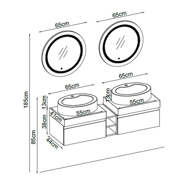 Banyo Moderno Banyo Dolap Takımı MODERNO 28150 V31 150cm Beyaz - 2