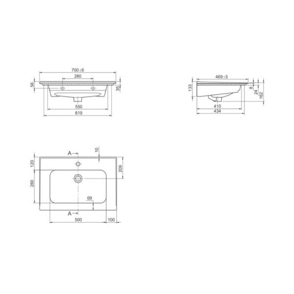 Cerastyle Blue Etajerli Lavabo 70x47 cm - 2