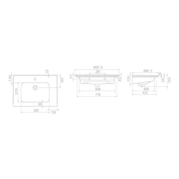 Cerastyle Blue Etajerli Lavabo 80x47 cm - 3