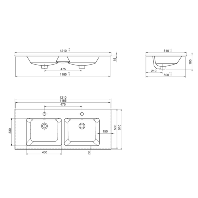 Cerastyle İbiza Etajerli Lavabo 121x51 cm Çift Hazneli - 2