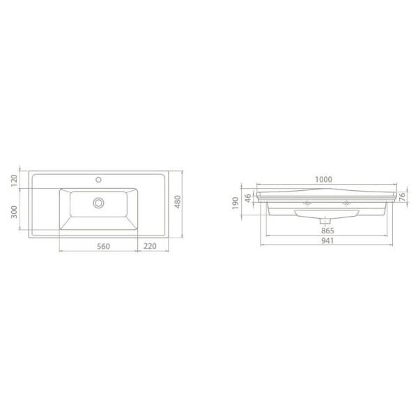 Cerastyle Kapadokya Etajerli Lavabo 100x48 cm - 2