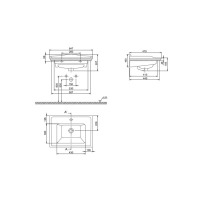 Cerastyle Kapadokya Etajerli Lavabo 65x48 cm - 2