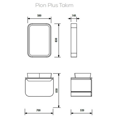 Creavit Pion Plus Serisi Banyo Dolabı (70cm) - 2