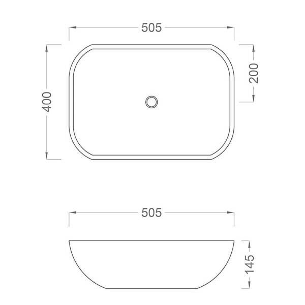 Pure BC-304 Tezgah Üstü Lavabo 48x37x13cm - 2