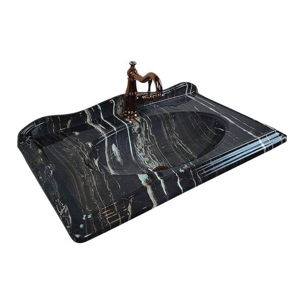 Pure ETJ-105 Victorian Deep Black Etajerli Lavabo 81x49x5cm - 1