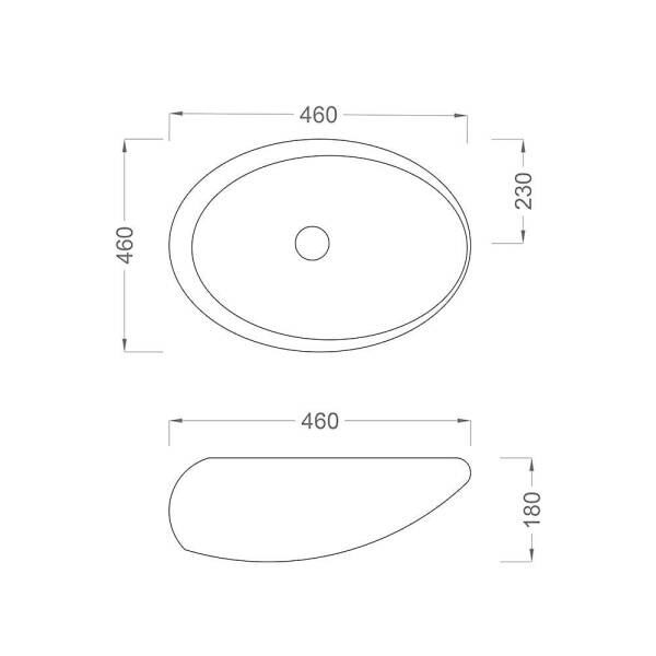 Pure GW-503 Tezgah Üstü Lavabo 52x38x13cm - 2