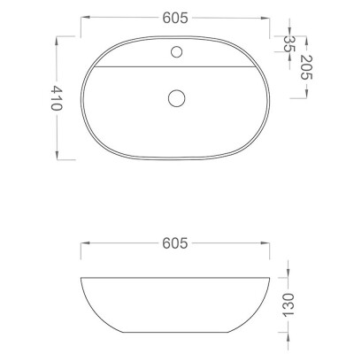 Pure MAT-101 Tezgah Üstü Lavabo 60x40x13.5cm - 2