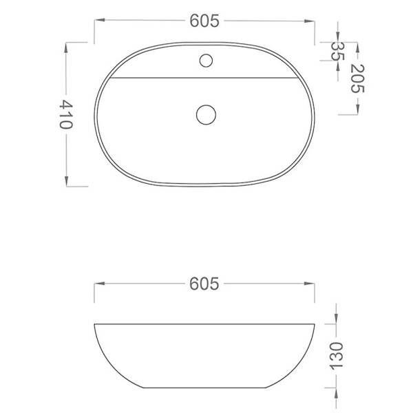 Pure MAT-101 Tezgah Üstü Lavabo 60x40x13.5cm - 2