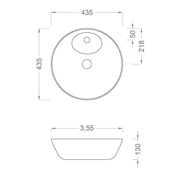 Pure TR-101 Tezgah Üstü Lavabo 45.5x45.5x10cm - 2