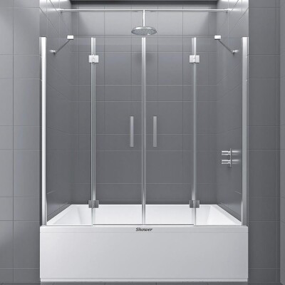 Shower Place İki Duvar Arası 2 Sabit 2 Açılır Küvet Üzeri Kabin - 1