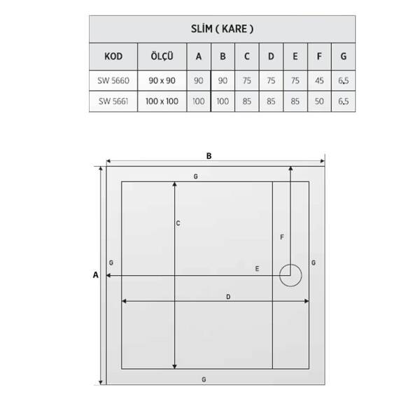 Shower Slim Kare Flat Duş Teknesi - 2