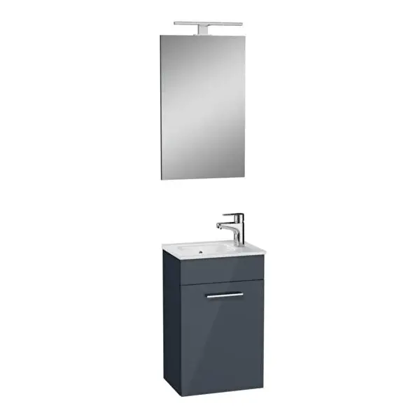 VitrA Vitra Mia 75065 Banyo Dolabı Takımı Seti Kapaklı 40 Cm Parlak Antrasit - 1