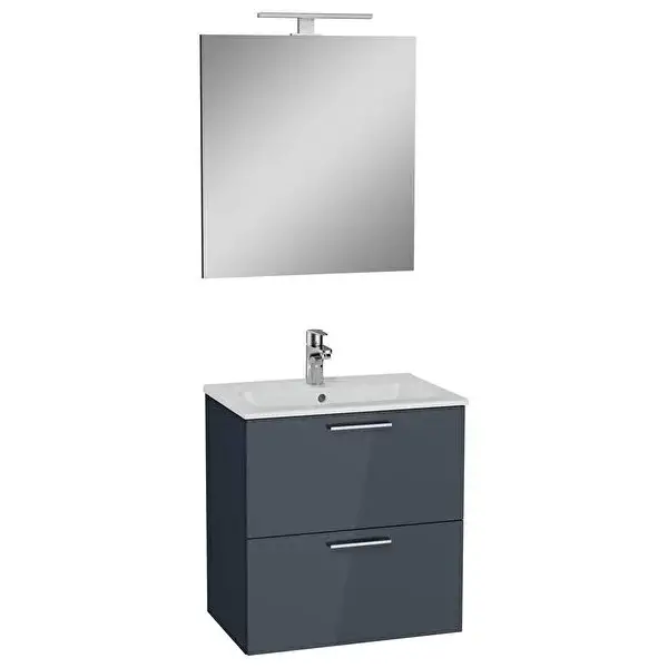 VitrA Vitra Mia 60 Cm Antrasit Çekmeceli Banyo Dolabı Takımı 75102 - 1